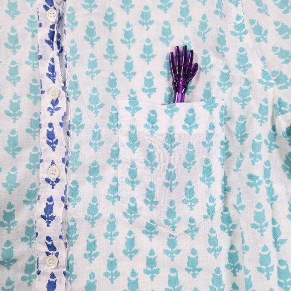 J.Crew Women Sz8 Thistle Print Lightweight Cotton Long-Sleeve Popover Tunic Top - Picture 7 of 13